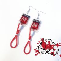 1 Pair Novelty Blood Bag Irregular Stamping Plastic Drop Earrings main image 6