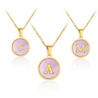 Simple Style Letter Titanium Steel Plating Inlay Shell Pendant Necklace main image 4