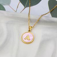 Simple Style Letter Titanium Steel Plating Inlay Shell Pendant Necklace main image 3
