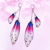 Wholesale Jewelry 1 Pair Simple Style Wings Alloy Rhinestones Drop Earrings sku image 1