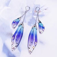 Wholesale Jewelry 1 Pair Simple Style Wings Alloy Rhinestones Drop Earrings sku image 7