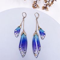 Wholesale Jewelry 1 Pair Simple Style Wings Alloy Rhinestones Drop Earrings sku image 9