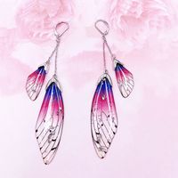 Wholesale Jewelry 1 Pair Simple Style Wings Alloy Rhinestones Drop Earrings sku image 6