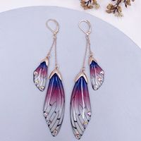 Wholesale Jewelry 1 Pair Simple Style Wings Alloy Rhinestones Drop Earrings sku image 4