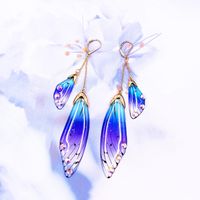 Wholesale Jewelry 1 Pair Simple Style Wings Alloy Rhinestones Drop Earrings sku image 8