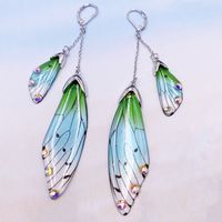 Wholesale Jewelry 1 Pair Simple Style Wings Alloy Rhinestones Drop Earrings sku image 19
