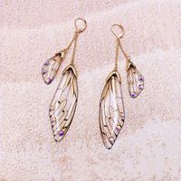 Wholesale Jewelry 1 Pair Simple Style Wings Alloy Rhinestones Drop Earrings sku image 26