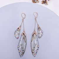 Wholesale Jewelry 1 Pair Simple Style Wings Alloy Rhinestones Drop Earrings sku image 28