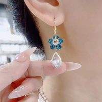 Wholesale Jewelry 1 Pair Sweet Simple Style Flower Alloy Artificial Crystal Drop Earrings main image 3