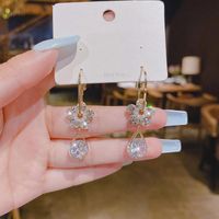 Wholesale Jewelry 1 Pair Sweet Simple Style Flower Alloy Artificial Crystal Drop Earrings main image 4
