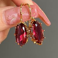 1 Pair Glam Luxurious Geometric Inlay Copper Artificial Gemstones Drop Earrings main image 4