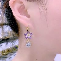 Wholesale Jewelry 1 Pair Sweet Simple Style Flower Alloy Artificial Crystal Drop Earrings main image 5