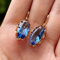 1 Pair Glam Luxurious Geometric Inlay Copper Artificial Gemstones Drop Earrings sku image 2