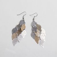 Wholesale Jewelry 1 Pair Simple Style Leaf Metal Drop Earrings sku image 1