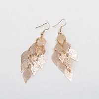 Wholesale Jewelry 1 Pair Simple Style Leaf Metal Drop Earrings sku image 2