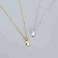 Simple Style Rectangle Sterling Silver Plating Inlay Zircon Pendant Necklace main image 1