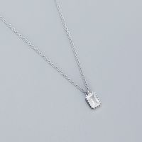 Simple Style Rectangle Sterling Silver Plating Inlay Zircon Pendant Necklace sku image 4