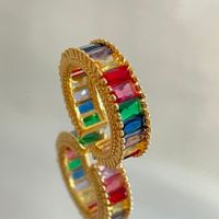 Streetwear Colorful Copper Plating Inlay Zircon Open Ring main image 4