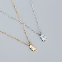 Simple Style Rectangle Sterling Silver Plating Inlay Zircon Pendant Necklace main image 4