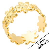 Wholesale Streetwear Flower Stainless Steel Open Ring sku image 3