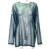 Strassenmode Einfarbig Elasthan Polyester Rundhals Lange Ärmel Normale Ärmel Patchwork Bluse sku image 9