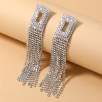 1 Pair Elegant Luxurious Shiny Tassel Inlay Alloy Artificial Rhinestones Drop Earrings main image 6