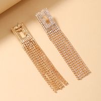 1 Pair Elegant Luxurious Shiny Tassel Inlay Alloy Artificial Rhinestones Drop Earrings main image 2
