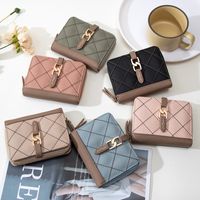 Women's Solid Color Lingge Pu Leather Zipper Wallets main image 6