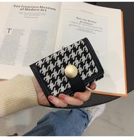 Women's Houndstooth Pu Leather Canvas Buckle Wallets sku image 1