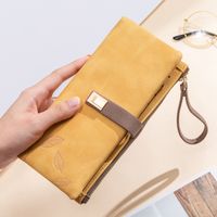 Women's Leaves Solid Color Pu Leather Zipper Buckle Wallets main image 3