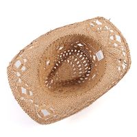 Unisex Retro Solid Color Hollow Out Crimping Cowboy Hat main image 4