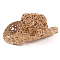 Unisexe Rétro Couleur Unie Évider Sertissage Cowboy Chapeau sku image 4