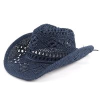 Unisex Retro Solid Color Hollow Out Crimping Cowboy Hat sku image 2