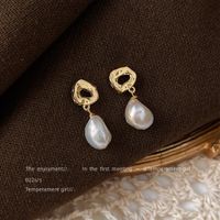 1 Pair Baroque Style Irregular Water Droplets Freshwater Pearl Drop Earrings sku image 1