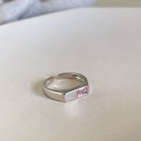 Artistic Square Heart Shape Copper Inlay Zircon Rings sku image 2