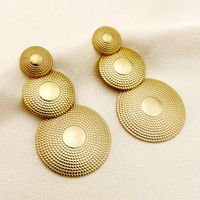 1 Pair Casual Tropical Classic Style Round Patchwork Plating Three-dimensional 304 Stainless Steel Gold Plated Drop Earrings main image 3