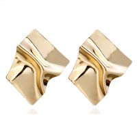 1 Pair Nordic Style British Style Geometric Solid Color Pleated Metal Alloy Ear Studs main image 4