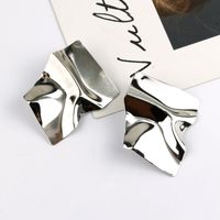 1 Pair Nordic Style British Style Geometric Solid Color Pleated Metal Alloy Ear Studs main image 2
