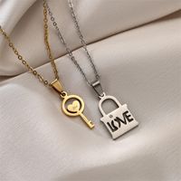 Romantic Heart Shape Stainless Steel Inlay Rhinestones Pendant Necklace sku image 1