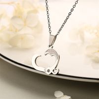 Romantic Heart Shape Stainless Steel Inlay Rhinestones Pendant Necklace main image 3