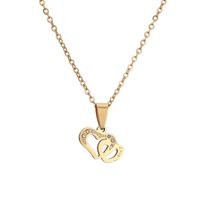 Romantic Heart Shape Stainless Steel Inlay Rhinestones Pendant Necklace main image 6