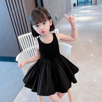 Simple Style Solid Color Backless Cotton Girls Dresses sku image 1