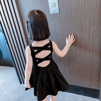 Simple Style Solid Color Backless Cotton Girls Dresses main image 4