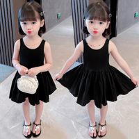 Simple Style Solid Color Backless Cotton Girls Dresses main image 1
