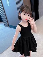 Simple Style Solid Color Backless Cotton Girls Dresses main image 2