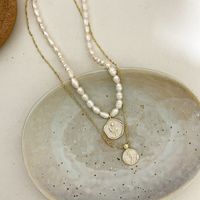 Elegant Rose Freshwater Pearl Copper Enamel Plating Gold Plated Pendant Necklace main image 4