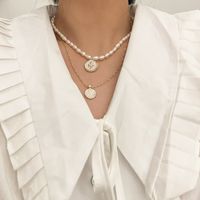 Elegant Rose Freshwater Pearl Copper Enamel Plating Gold Plated Pendant Necklace main image 3