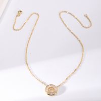 Classic Style Circle Copper 18k Gold Plated Zircon Pendant Necklace In Bulk main image 3