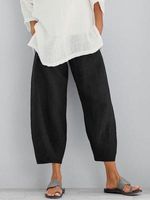 Women's Daily Simple Style Solid Color Ankle-length Wide Leg Pants main image 3