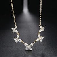 Sweet Butterfly Artificial Crystal Copper Plating Inlay Zircon Pendant Necklace main image 1